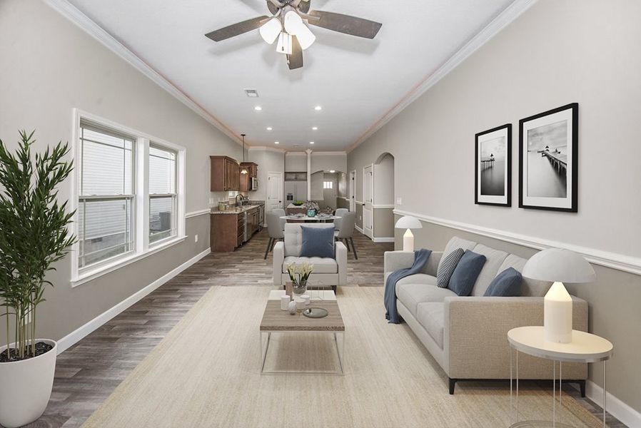 Representative furnished interior of a home built from the Inman by Enchanted Homes in Hampshire Heights, Moore (Image 4).