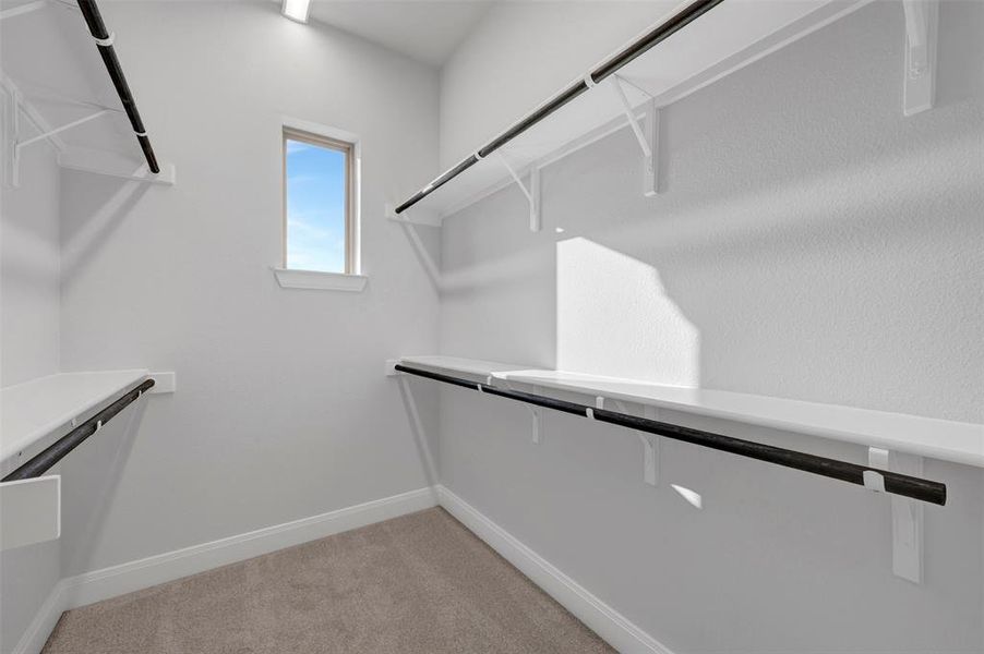 Walk in closet with light colored carpet Walk in closet with light colored carpet