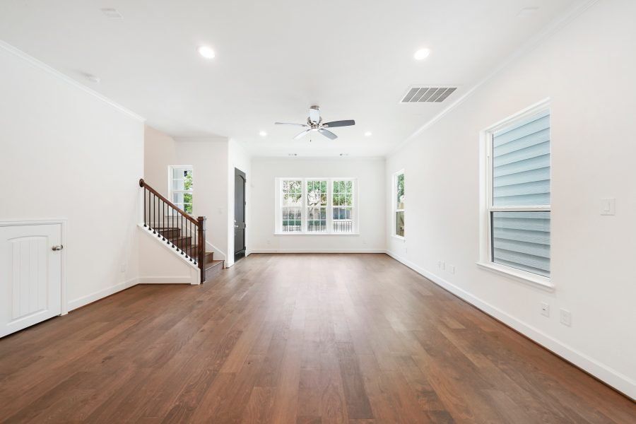 Representative unfurnished interior of a home built from the Coronado by Sandcastle Homes in Sawyer Heights, Houston (Image 7). Representative unfurnished interior of a home built from the Coronado by Sandcastle Homes in Sawyer Heights, Houston (Image 7).