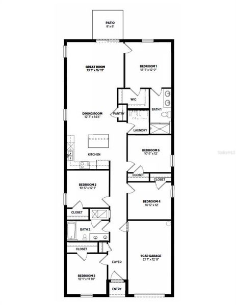 2D floor plan layout of this home in Brighton Park, Hudson, FL (Image 2).