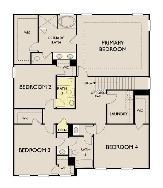 2D floor plan layout of this home in Eastlyn Crossing, Flowery Branch, GA (Image 4).