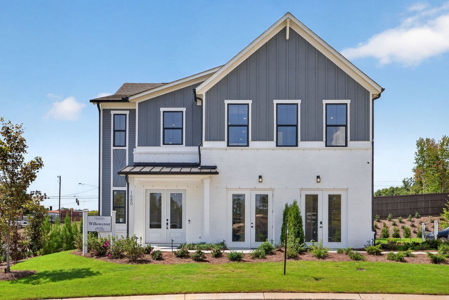 Representative exterior photo of a completed home built from the Willowcrest by John Wieland in Villages at Sharon Springs, Cumming, GA (Image 26).
