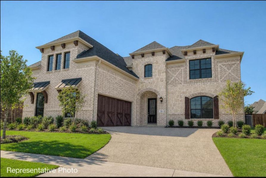 Representative exterior photo of a completed home built from the Downton Abbey by Grand Homes in Monterra, Fate, TX (Image 18). Representative exterior photo of a completed home built from the Downton Abbey by Grand Homes in Monterra, Fate, TX (Image 18).