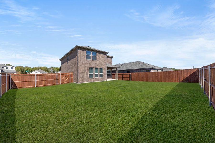 Representative exterior photo of a completed home built from the Mulberry by Impression Homes in Keeneland, Aubrey, TX (Image 24). Representative exterior photo of a completed home built from the Mulberry by Impression Homes in Keeneland, Aubrey, TX (Image 24).