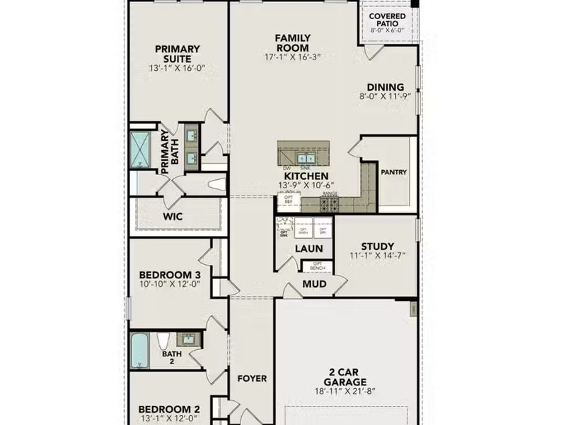 2D floor plan layout of this home in Hickory Ridge, San Antonio, TX (Image 3).