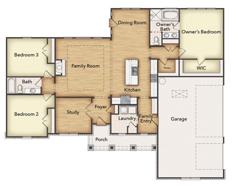 2D floor plan layout of this home in Oak Grove Addition, Springtown, TX (Image 5).