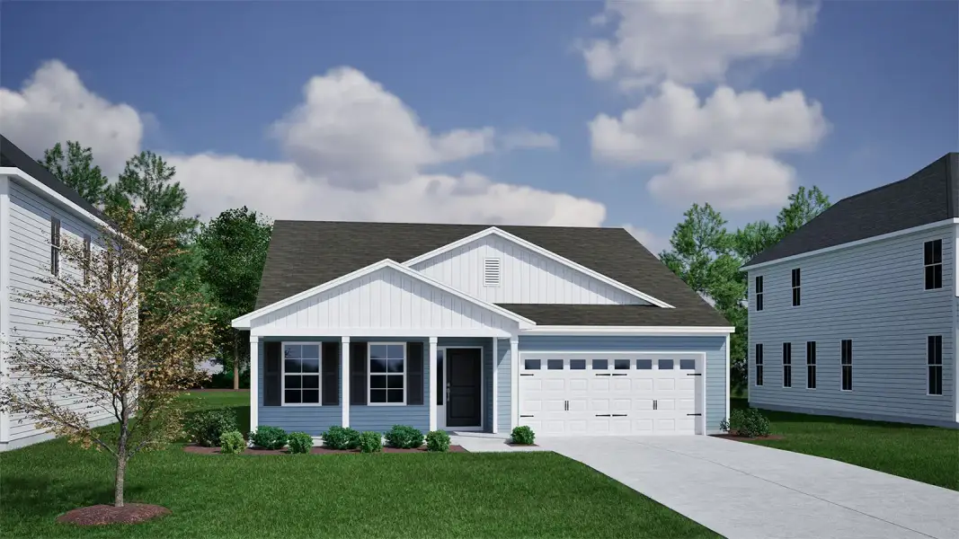 Representative exterior photo of a completed home built from the Durham II - Genesis Value Collection by Mungo Homes in Fairfield Place East and West, Chesnee, SC (Image 9).