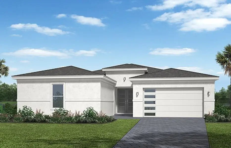 Representative exterior photo of a completed home built from the Kingfisher Grand by Minto Communities in Westlake, Loxahatchee, FL (Image 15).