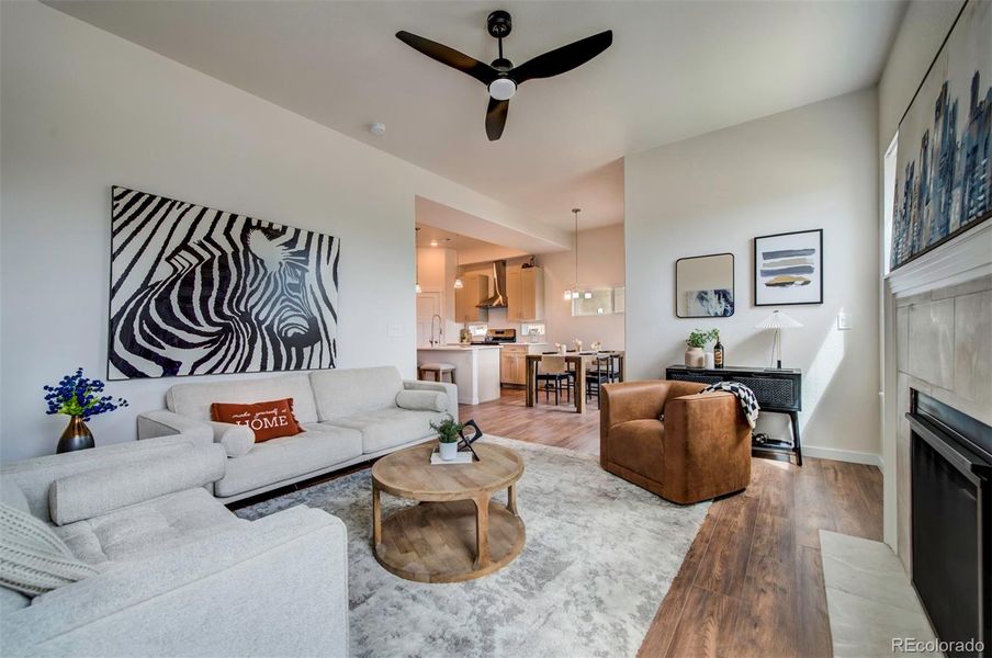 Ten foot ceilings on the main level give a comfortable feel to the living room.