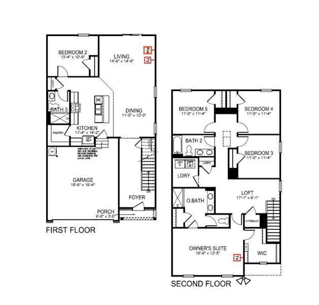2D floor plan layout for the ROBIE by D.R. Horton in Hunter's Branch, Hopkins, SC (Image 3).