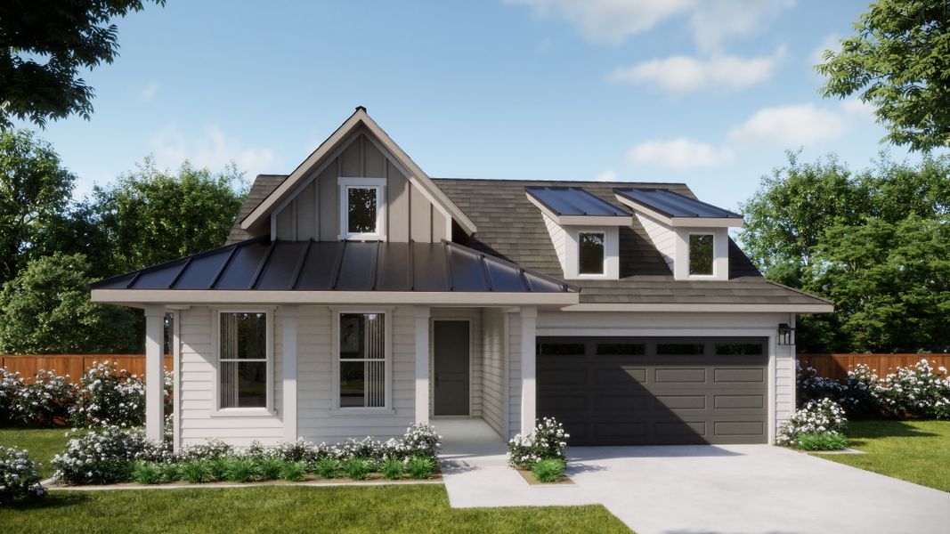 Representative exterior photo of a completed home built from the 4007 by Risewell Homes in Freedom at Anthem, Mountain City, TX (Image 2). Representative exterior photo of a completed home built from the 4007 by Risewell Homes in Freedom at Anthem, Mountain City, TX (Image 2).