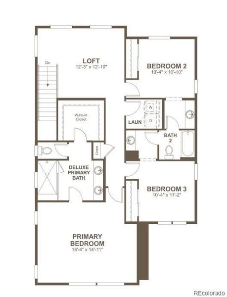 2D floor plan layout of this home in The Summit at Meridian, Englewood, CO (Image 6).