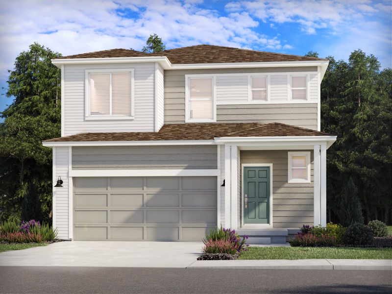 Representative exterior photo of a completed home built from the The Cottonwood by Meritage Homes in Lorson Ranch: The Trail Collection, Colorado Springs, CO (Image 2).