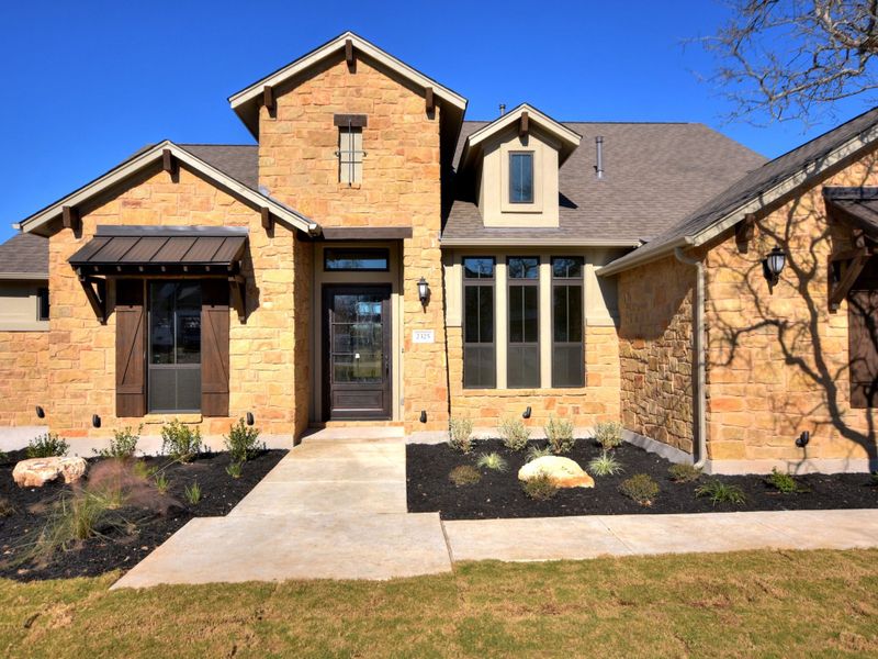 Representative exterior photo of a completed home built from the San Simeon I by Giddens Homes in Clearwater Ranch, Liberty Hill, TX (Image 52).