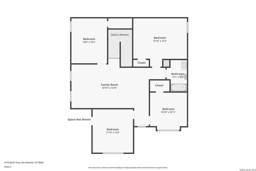 2D floor plan layout of this home in Laurel Vistas, San Antonio, TX (Image 5).