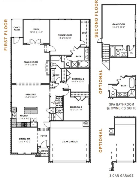 2D floor plan layout for the Elise 2012HSGR by Saratoga Homes in Harmony Cove, Humble, TX (Image 2). 2D floor plan layout for the Elise 2012HSGR by Saratoga Homes in Harmony Cove, Humble, TX (Image 2).