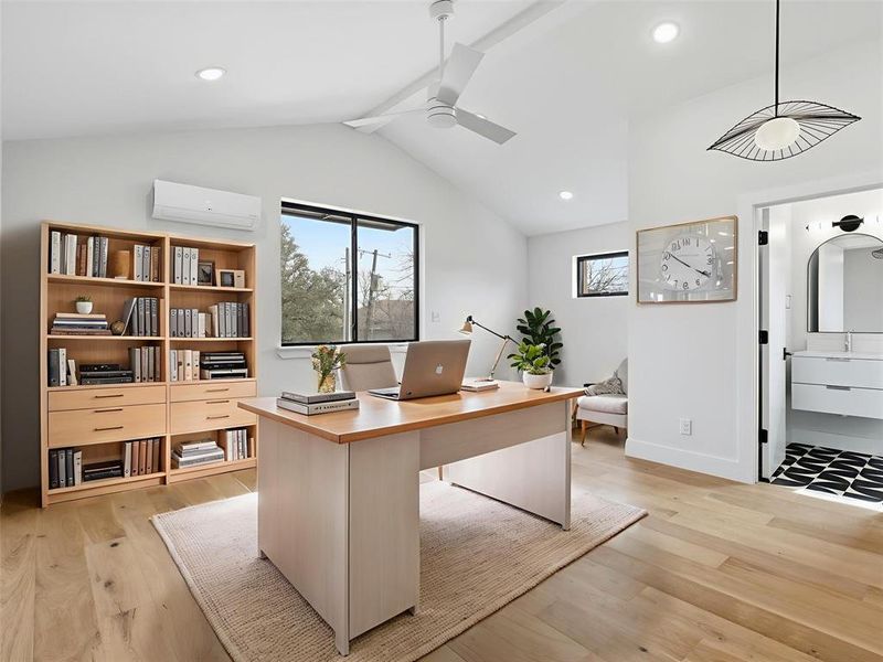 virtually staged as an office