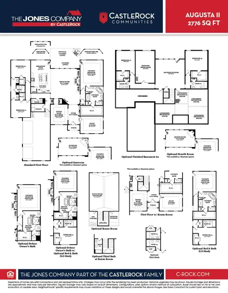 2D floor plan layout for the Augusta II by CastleRock Communities in Belvoir, Fairview, TN (Image 3).