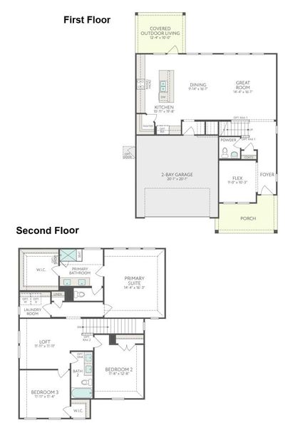 2D floor plan layout for the Holly by Tri Pointe Homes in Landmark, Denton, TX (Image 3). 2D floor plan layout for the Holly by Tri Pointe Homes in Landmark, Denton, TX (Image 3).