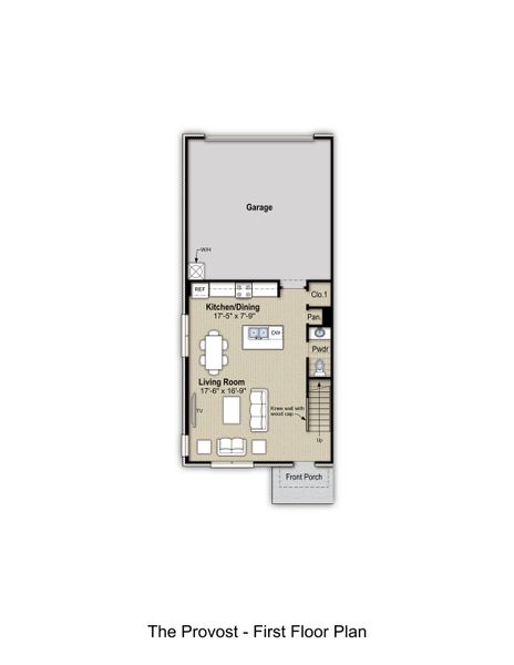 2D floor plan layout for the Provost by Grant & Co in The Townhomes at Union Depot, Bartlett, TN (Image 4).