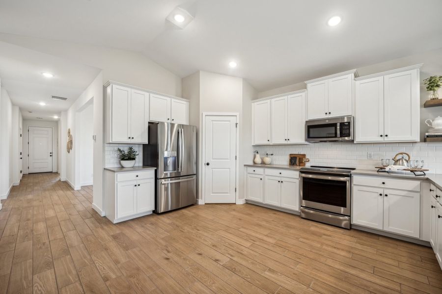 Kitchen with stainless steel appliances