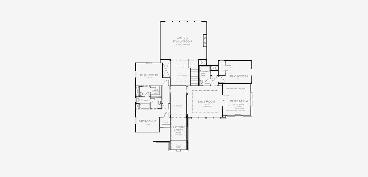 2D floor plan layout for the 3896W by Perry Homes in Sweetgrass 80', Haslet, TX (Image 4).