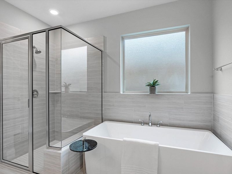 Primary bathroom tub and shower Primary bathroom tub and shower