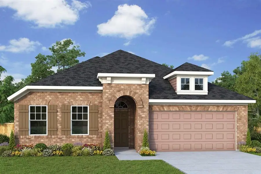 Front exterior of a new home in Creekshaw – Classic, Royse City, TX, highlighting curb appeal (Image 1). Front exterior of a new home in Creekshaw – Classic, Royse City, TX, highlighting curb appeal (Image 1).