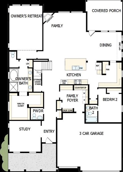 2D floor plan layout of this home in Pecan Square – Classics, Northlake, TX (Image 5).