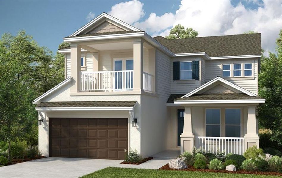 Front exterior of a new home in Timber Ridge, Plant City, FL, highlighting curb appeal (Image 1).
