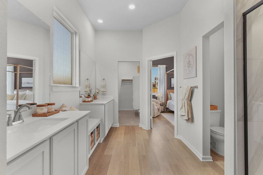 Representative furnished interior of a home built from the Wilshire by Chesmar Homes in Stream Waters, Buda (Image 12).