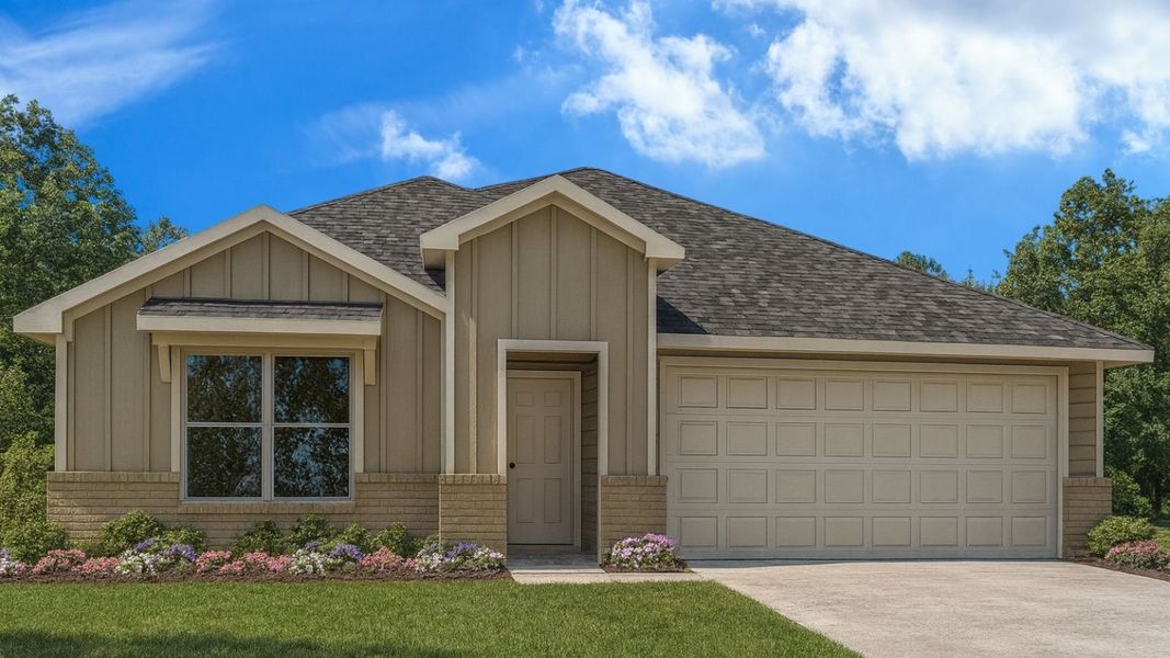 Representative exterior photo of a completed home built from the Glendale by D.R. Horton in Chapel Lakes, Montgomery, TX (Image 2). Representative exterior photo of a completed home built from the Glendale by D.R. Horton in Chapel Lakes, Montgomery, TX (Image 2).