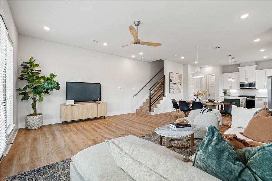A clean and functional living area where natural light, open space, and thoughtful layout come together for everyday livability.