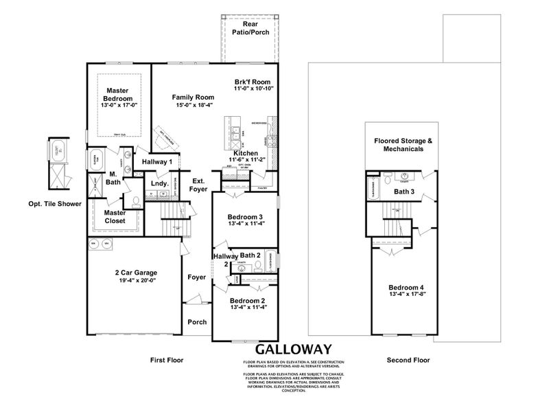 2D floor plan layout for the Galloway by Ivey Homes in Windsor, North Augusta, SC (Image 3). 2D floor plan layout for the Galloway by Ivey Homes in Windsor, North Augusta, SC (Image 3).