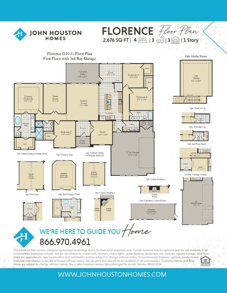 Florence G10-1 Floor Plan w/ 3rd bay garage