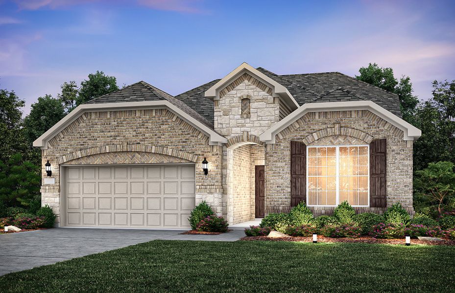 The Mooreville, a two-story home with 2-car garage, shown with Home Exterior C