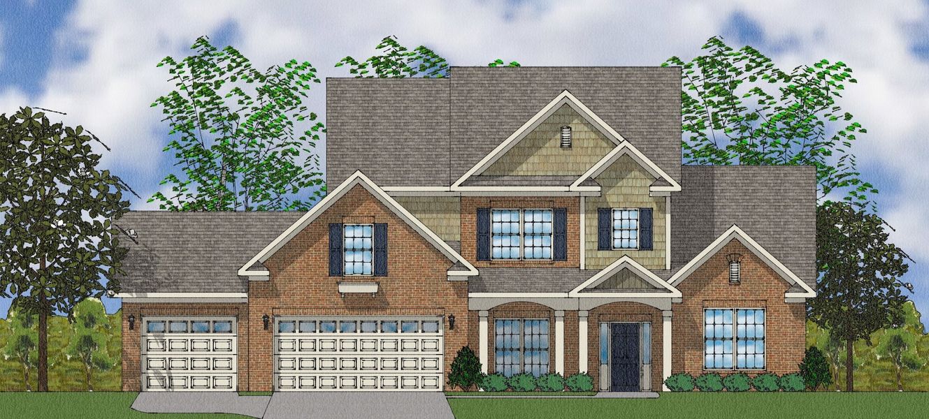 Representative exterior photo of a completed home built from the Bridges II - Elite Collection by Mungo Homes in Suter Estates, Easley, SC (Image 2).