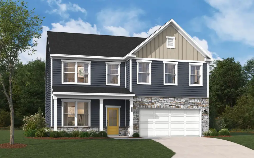 Representative exterior photo of a completed home built from the The Kershaw by Stanley Martin Homes in Croftside Single Family Homes, Powder Springs, GA (Image 42).