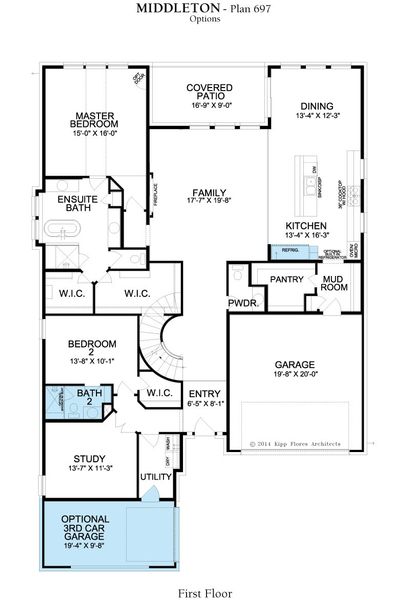 2D floor plan layout for the Middleton by Landon Homes in Lexington Frisco, Frisco, TX (Image 6).