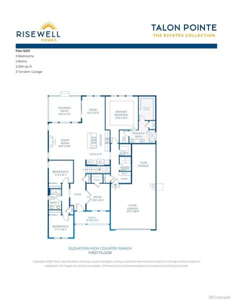 2D floor plan layout of this home in The Estates Collection at Talon Pointe, Thornton, CO (Image 3).