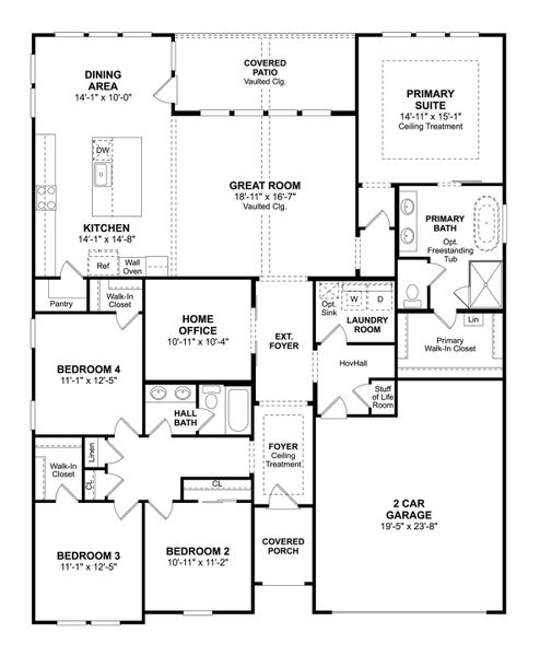 2D floor plan layout for the Barcelona by K. Hovnanian® Homes in Westland Ranch - 60' Homesites, League City, TX (Image 3).