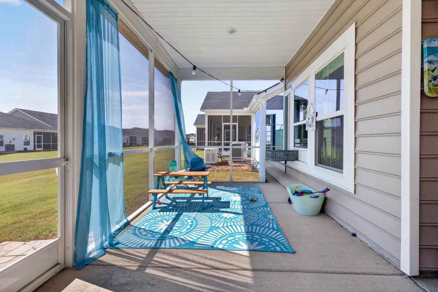 Exterior details and patio area of a home in Horizons at Summers Corner | 55+, Summerville (Image 29).
