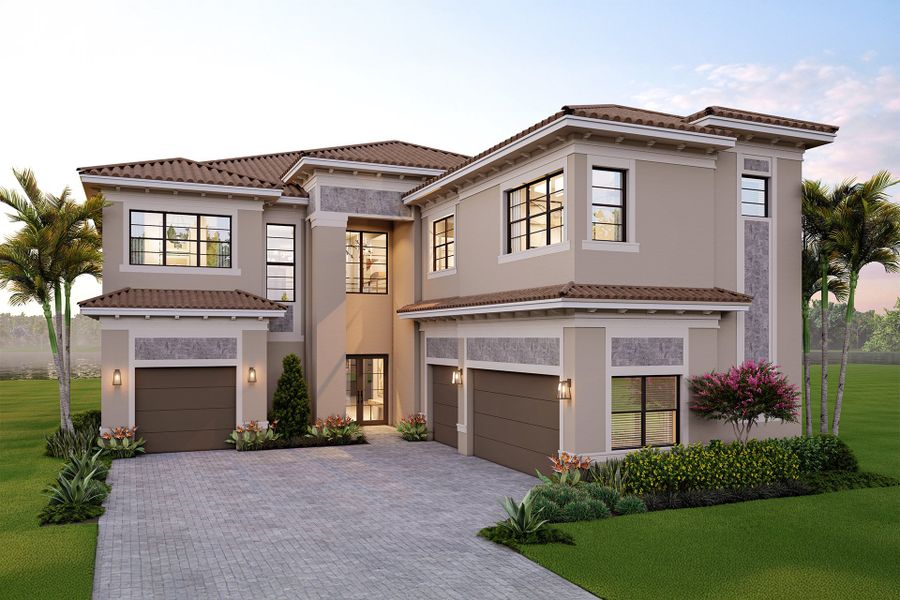 Representative exterior photo of a completed home built from the Solaris by GL Homes in Apex at Avenir, Palm Beach Gardens, FL (Image 2).