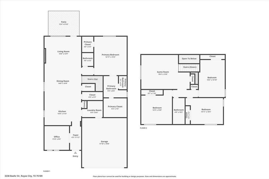 2D floor plan layout of this home in DeBerry Reserve, Royse City, TX (Image 5). 2D floor plan layout of this home in DeBerry Reserve, Royse City, TX (Image 5).