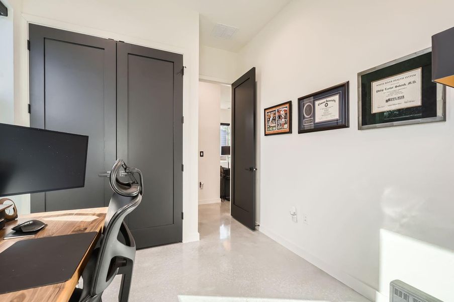 Well-sized closet in the secondary bedroom provides ample storage for your belongings.