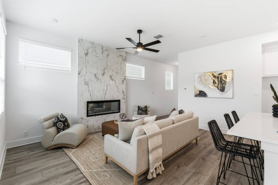 Representative furnished interior of a home built from the Balder by Chesmar Homes in Centero at Stone Oak, San Antonio (Image 4).