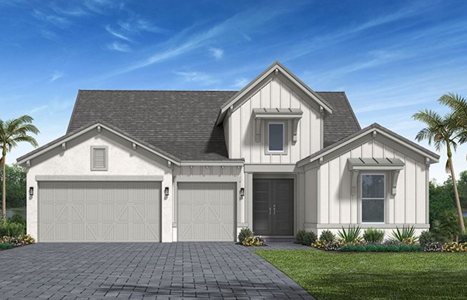 Representative exterior photo of a completed home built from the Sanderling by Minto Communities in Westlake, Loxahatchee, FL (Image 6). Representative exterior photo of a completed home built from the Sanderling by Minto Communities in Westlake, Loxahatchee, FL (Image 6).