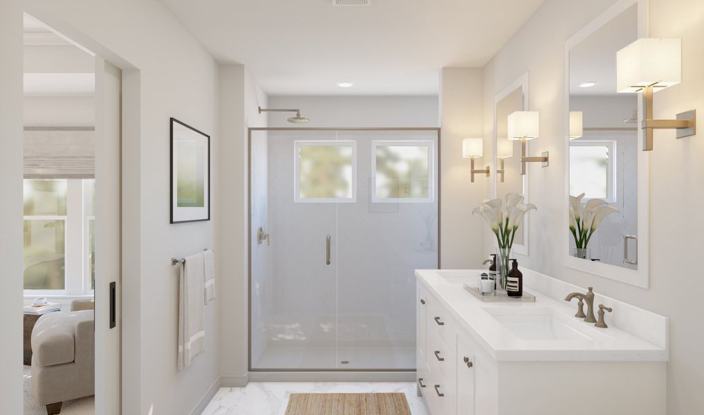 Primary bath with glass shower enclosure Primary bath with glass shower enclosure