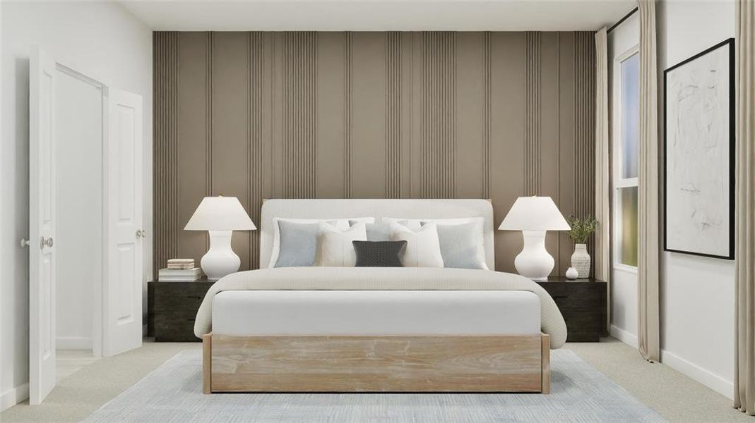 Carpeted bedroom featuring baseboards Carpeted bedroom featuring baseboards