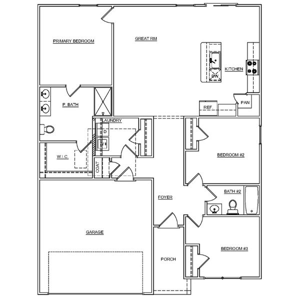 2D floor plan layout for the Spruce A by McGuinn Homes in Ashton Lakes, Lexington, SC (Image 3).